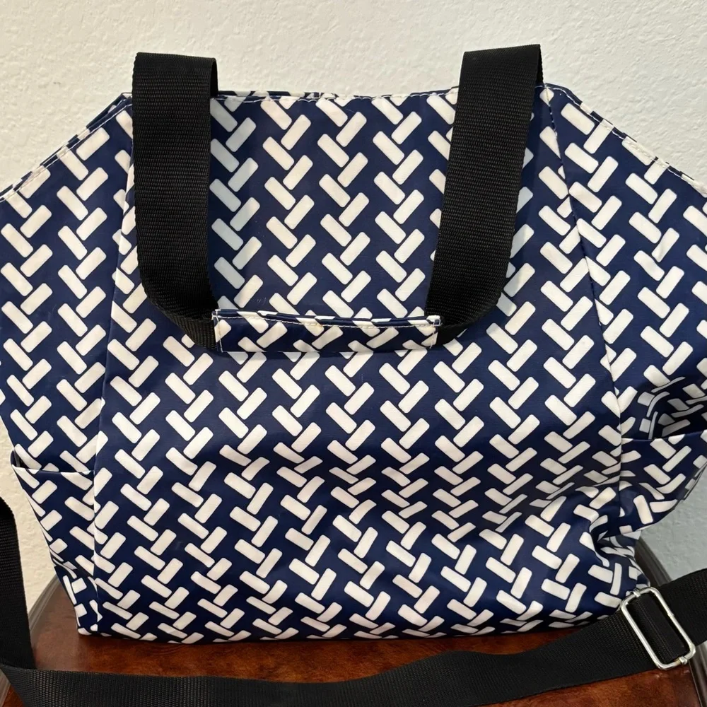 Scout Navy and White Patterned Medium Tote with Detachable Black Strap - Picture 5 of 13